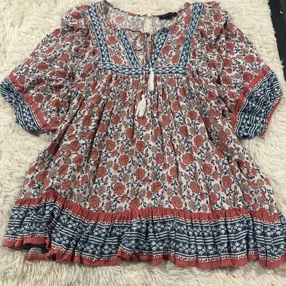 Rachel Zoe womens Small boho tunic v neck priarie cottage - Picture 1 of 13